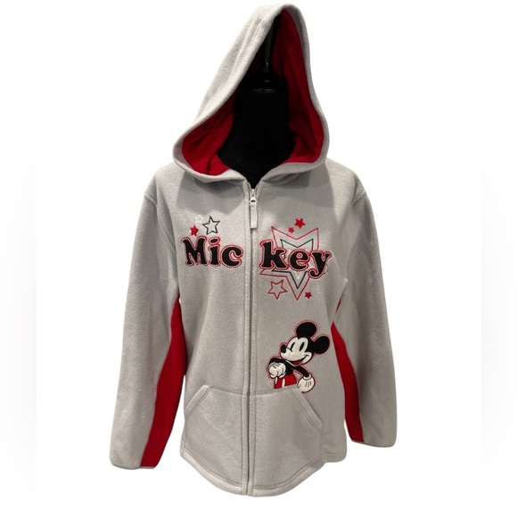 Disney Mickey Mouse Gray and Red Fleece Hoodie - Picture 1 of 4